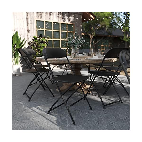 Flash Furniture Klappstuhl HERCULES aus Kunststoff – Leichter Stuhl zum Klappen für Gäste oder Veranstaltungen – Praktischer Küchenstuhl auch für draußen geeignet – 10er-Set – Schwarz – Bild 3