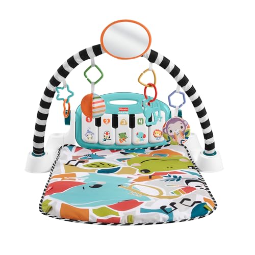 Fisher-Price Glow & Grow Gimnasio-Piano pataditas, Alfombra de Juego con Animales y Accesorios de Aprendizaje con Luces y Sonidos, versión Castellano, Juguete Regalo para bebés recién Nacidos, HYH60