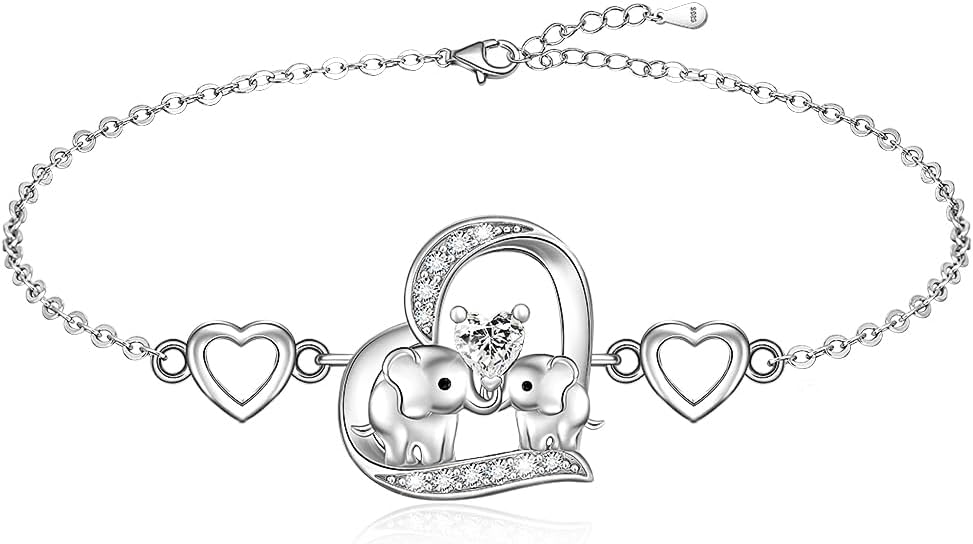 Elephant Anklet Elephant Anklets for Women Heart Ankle Bracelets 925 Sterling Silver Foot Jewelry Birthday Mothers Day Gift