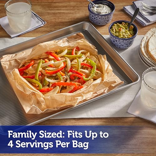 Reynolds Kitchens Parchment Cooking Bags, Family Size, Non-Stick Parchment Cooking Bags for the Oven and Microwave, Oven-Safe up to 425 Degrees, Great for Quick Family Meals, No-Mess Cleanup, 5 Pack