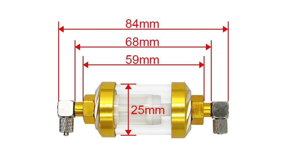 Filtr oleju hydraulicznego CNC Metal przezroczysty do 1/12 RC koparka hydrauliczna spychacz ładowarka DIY Upgrade części samochodowe(Yellow)