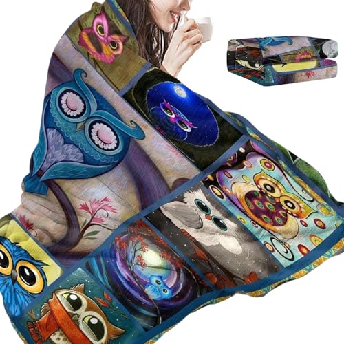 Manta Con Forma De Búho – De Felpa Para El Bosque, Envoltura Peluda Para La Vida Silvestre | Sofá Cama Grueso Y Cómodo Para Interiores De Casas, Noches De Cine, Cabañas, Relajación Invernal, Sop