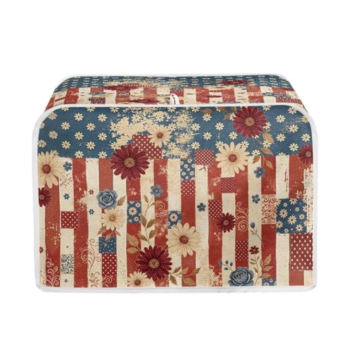 Image of American Flag Daisy Toaster Dust Cover Bakeware Protector Compatible with 2 Slice Toaste Dust Protection Cover July 4th USA Independence Day Decor