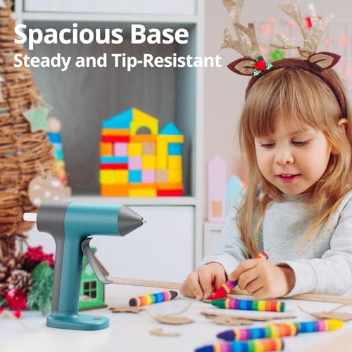 Image of Tilswall Cordless Hot Glue Gun W106 with 30s Fast Preheating Blue | Glue Gun Cordless & Rechargeable with Smart Power-Off, 2Ah Built-in Battery, 20pcs Glue Sticks, Ideal for DIY Craft, Repaire