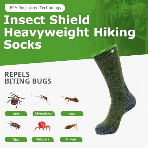 Heavyweight Hiking Walking Socks, Stretchy and Comfortable Crew Socks with Padding and Tick Protection3