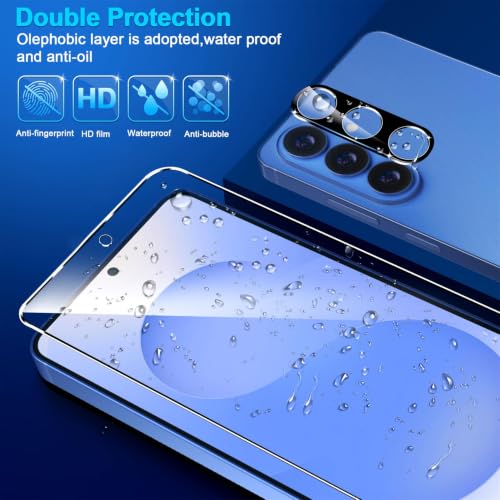 Image of firtstnow 3 Pack for Samsung Galaxy S26 FE Screen Protector Tempered Glass + 3 Pack Camera Lens Protector, Military Grade Shatterproof, 9H Hardness, Fingerprint Unlock, Case Friendly 6.7 Inch