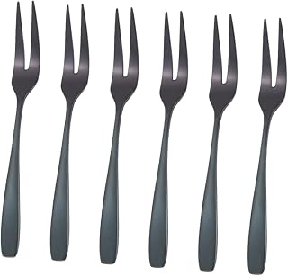 6piezas Tenedores De Inoxidable De Puntas De Mini Tenedores Para Frutas y Aperitivos Perfectos Color Negro