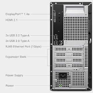 Dell Tower ECT1250 Desktop Computer - Series 2 Intel Core Ultra 7-265F Processor, 32GB DDR5 RAM, 1TB NVMe SSD, NVIDIA GeForce RTX 4060 8GB GDDR6, Wired Keyboard and Mouse, Windows 11 Pro, Black — photo 6 of 6