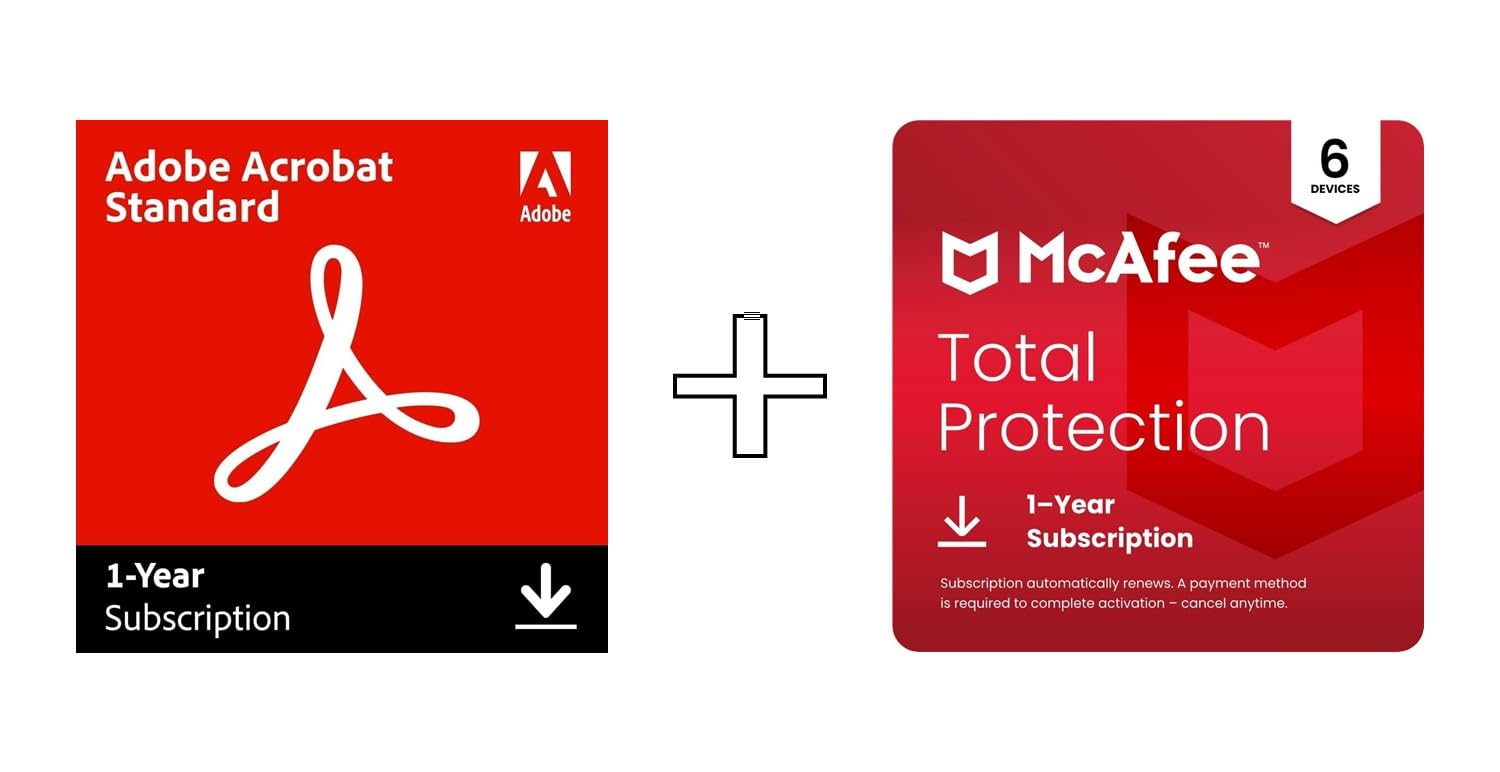 Adobe Acrobat Standard & McAfee Total Protection 2025 |6 Devices | 12 Months | Digital download