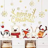 Atcarmor Merry Christmas Wall Decals Stickers Removable, Reindeer Polar Bear Xmas Christmas Vinyl DI