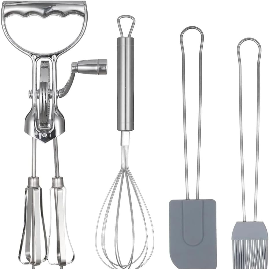 4 in 1 Rotating Hand Mixers Baking Tool Silicone Spatula Brush Kitchen Gadget