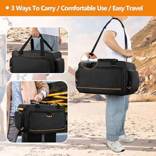 Image of GRAOSO Speaker Carrying Bag Compatible with Mackie Thump Go 8 inch, Loudspeaker Storage Bag with Removable Bottom Board, Padded Handle and Shoulder Strap, Multiple Pockets for Microphone, Cable, Black