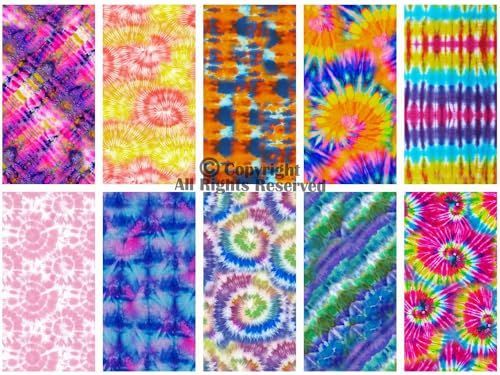Craftido CID-FQ-TD01 25 Options- 100% Cotton Quilting Fabric Bundles 10Pcs Fat Quarters 18"X21"-Medium Weight 5.2 Oz- For Quilting, Sewing Project, Patchwork, Diy Crafts - Tie Dye thumb #1