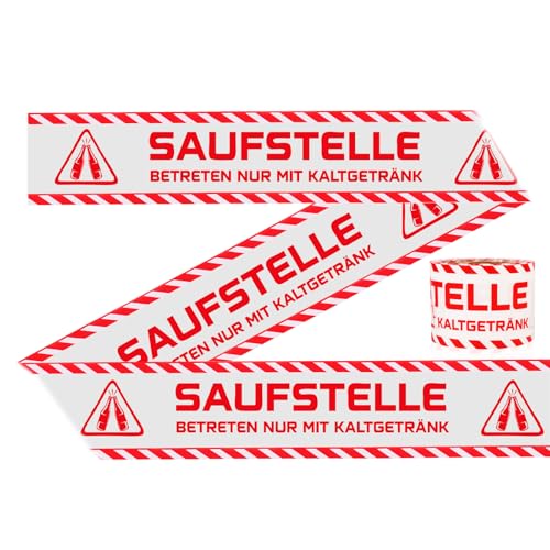 Anruzon Ruban de délimitation de fête amusant « Slot » - Accessoire de festival - 50 m - Accessoire de fête pour tous les festivals, JGA et anniversaire - Camping, décoration de fête de bière, gadgets