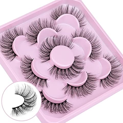 Ruairie False Lashes Fluffy Wispy False Eyelashes Pack 18MM Volume Dramatic Fake Eyelashes Natural Look 3D Strip Lashes Bulk 5 Pairs Cover