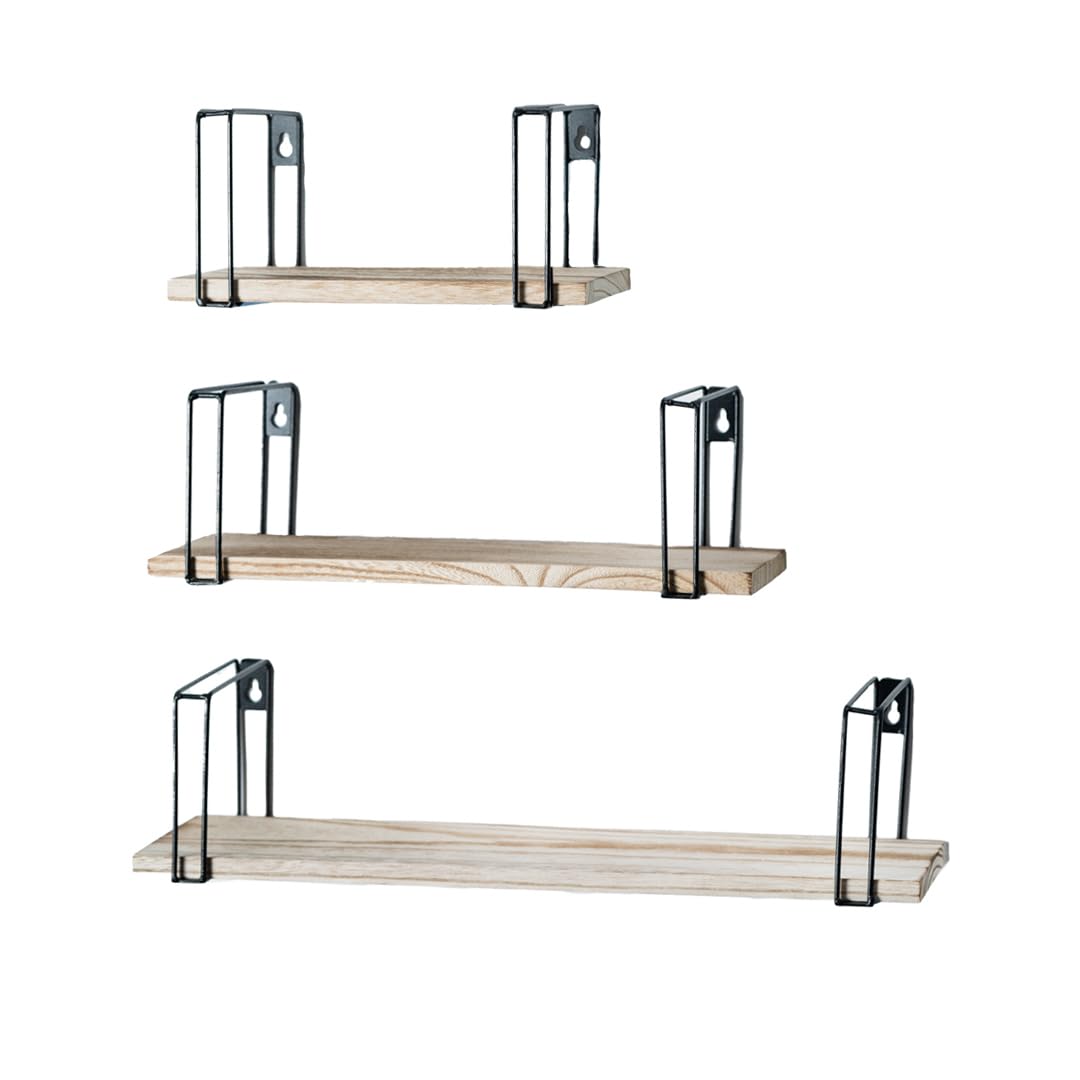 ANGORA BRANDS Floating Shelves for Wall | Set of 3 Sturdy Storage Wooden Shelves for Kitchen, Bathroom & Living Room | Easy to Install Multipurpose Floating Bookshelf by Cotea