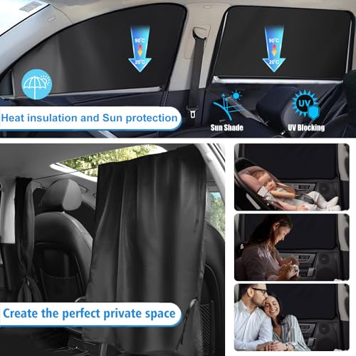 Car Window Shades,4 Pack Magnetic Car Window Covers and Privacy Curtains,Side Window Sun Shades for Baby,100% Light Block & Privacy Protection for Breastfeeding/Taking a nap/Changing Clothes/Camping