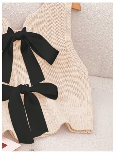 Image of GORGLITTER Women's Tie Back Cropped Sweater Vest Bow Sleeveless Knit Tank Tops Trendy Cute Cardigan Dressy Casual Outfits