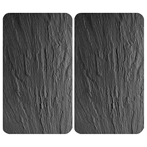 WENKO Herdabdeckplatte Universal Schiefer, 2er Set Herdabdeckung für alle Herdarten, Gehärtetes Glas, 30 x 52 cm, mehrfarbig Cover