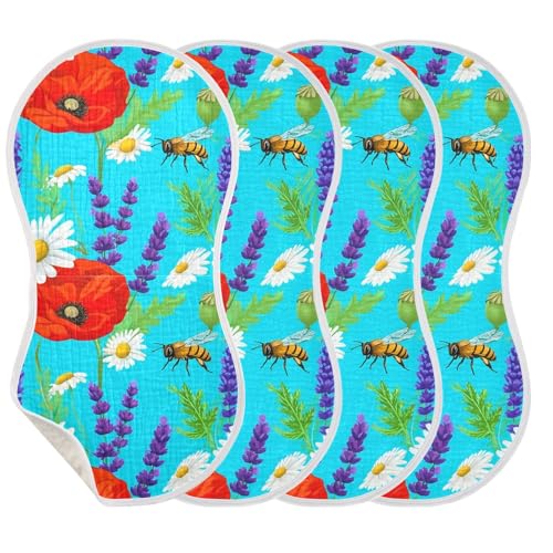 Honeybee Poppies Daisies Lavender Burp Cloths for Babies Burp Rag Cotton Spit Up Rag for Babies Newborn3