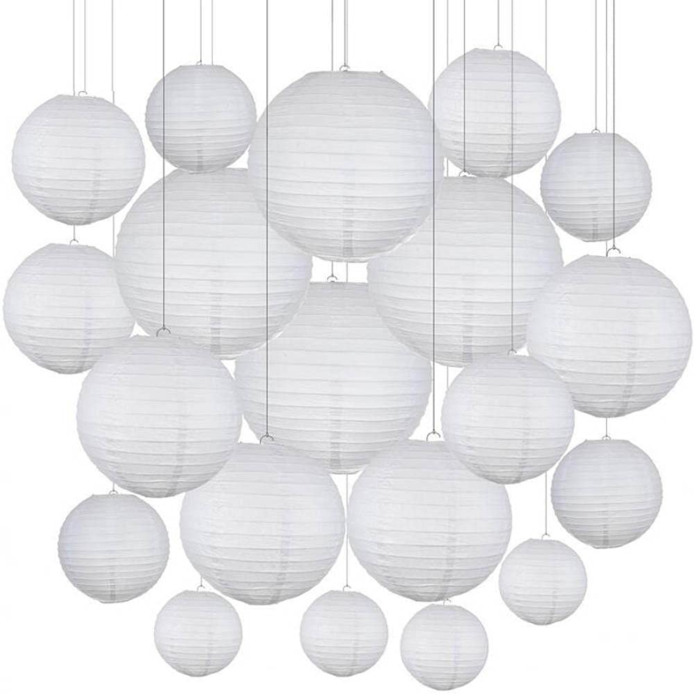 Bontannd 30Pcs Lanterns 30Pcs Mix Size Chinese Paper Ball Lampion Hanging Wedding Decoration Paper Lanterns Lampshade Party Decor