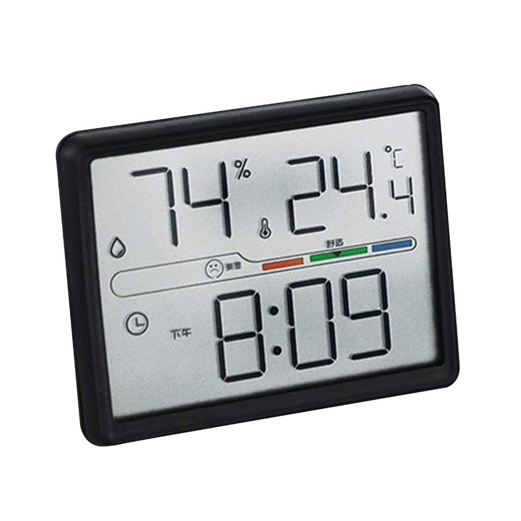 PLCPDM Magnetic Refrigerator Clock with Large Display, Indoor Climate Monitorings, Easily Button Controls for Home Management