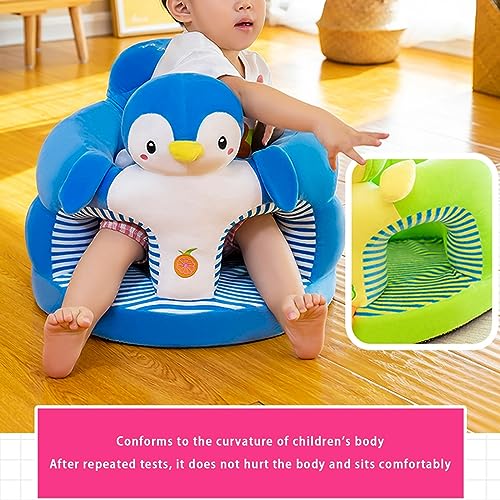 Image of Baby Sit Up Chair with Cartoon Animals Plush Sofa - Toddler Learn to Sit Up - Washable Cover for Back & Head Support - Sitting Infant Seat