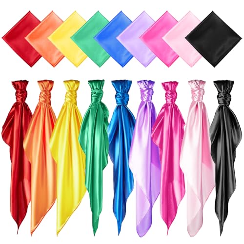 Geyoga 9 Pcs Fabric Play Scarves Rainbow Play Dance Scarves Creative Pretend Juggling Dress 35 x 35 Inch