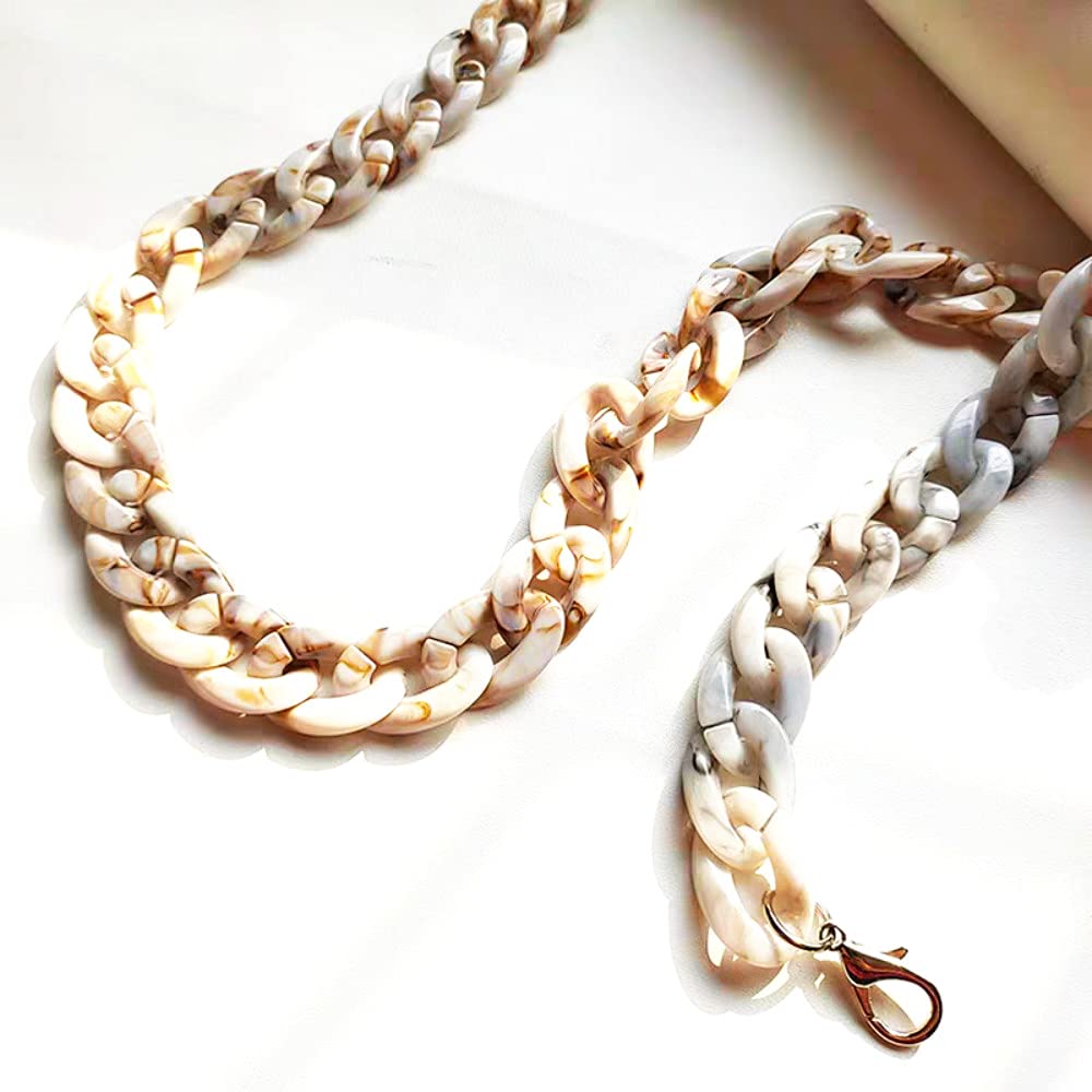 Meprotal 2 Packs Resin Acrylic Bag Handle Chain 60cm Long Purse Strap Replacement for DIY Handbags, Crossbody Bags, Shoulder Bags, Purse Making Accessories (Brown)-image-4