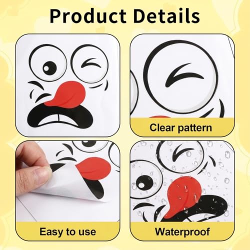 Image of 4Pcs Funny Trash Garbage Can Stickers-6.8in x 8.3in Cute Toilet Lid Decal Sticker,Adhesive Cartoon Expressions Sticker for Kitchen Fridge Bucket,Decorative Wall Stickers Indoor Outdoor,Type B
