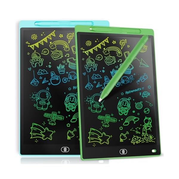 [2 Pack] Genialba LCD Writing Tablet 8.5-Inch Colorful Doodle Board, Toddler Learning Educational Toys Gifts for 3-8 Years Old Girls and Boys, Electronic Drawing Pad for Kids (Blue&Green)