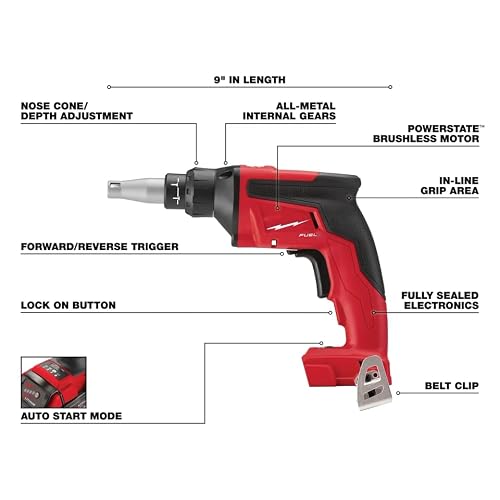 Generic Fits Milwaukee Fuel 2866-20 M18 Cordless Drywall Screwgun Drill Brushless 18 Volt