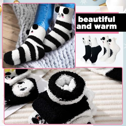 Image of Skicuff 6 Pairs Women Fuzzy Socks Bulk Slipper Warm Sleeping Crew Socks for Women Men Microfiber Soft Holiday Teacher Gifts