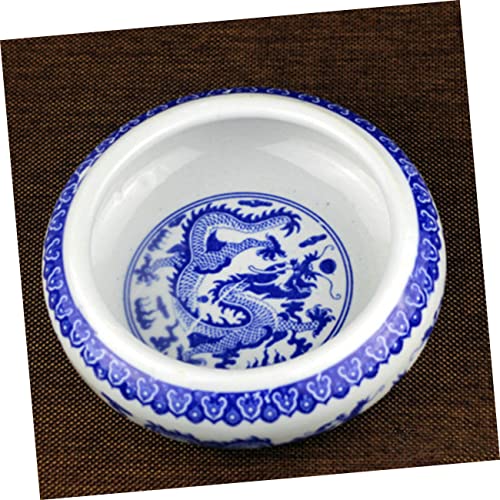 Pot à pinceaux céramique bleu blanc pour bureau - 7