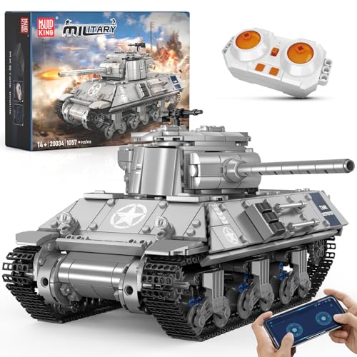 Mould King WW2 RC Tank Building Sets, 20034 Army Building Kits, Military Vehicles Tank Model...