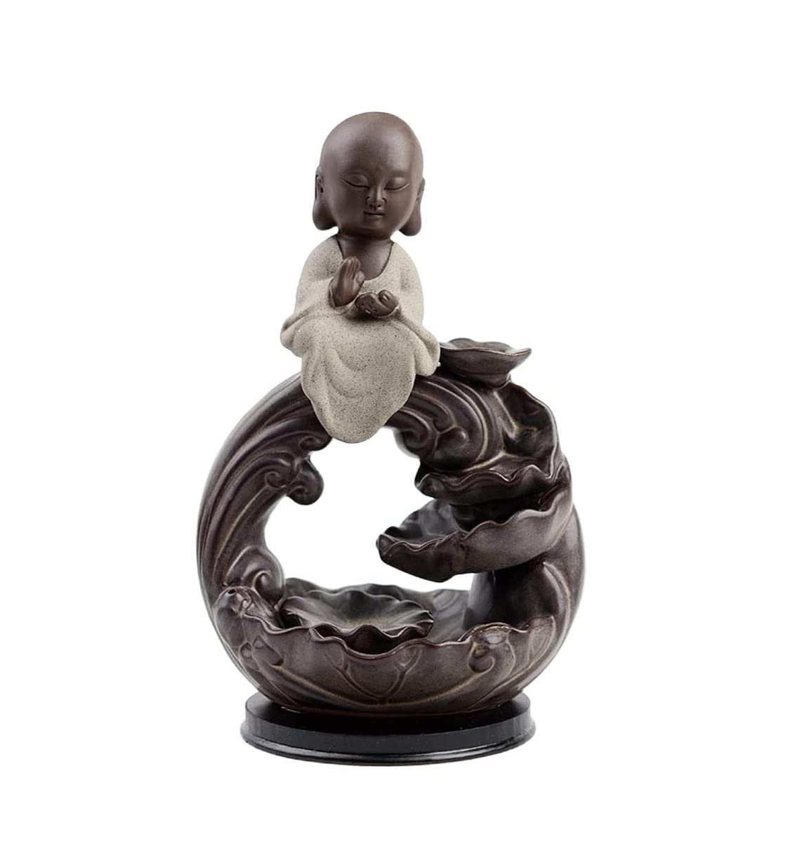 Incense Burner Ceramic Little Monk Buddha Waterfall Censer Creatives Home Decor With Decoration Smoke Incense Holder Home Decor(C)