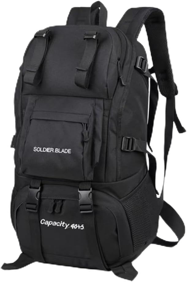Men's Large External Frame Backpack Lightweight Hiking Pack Durable Outdoor Travel Bag with Comfortable Straps (Brown)