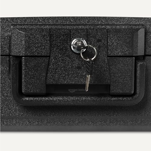 Amazon Basics Fire-Resistant Waterproof Fire Chest with Mechanical Key, Protects During Floods, 0.39 cu. ft, Black - image 4
