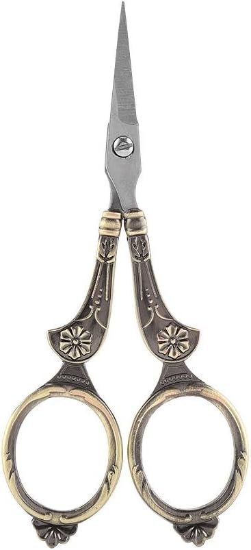 Akozon Vintage Scissors Mini 4.33inch Antique Embroidery Scissors Sewing Crafting Scissors Stainless Steel Classical Cutting Art Work Crafts Tool DIY