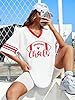 Jersey Shirts for Women Football Shirt Oversized Football Fans Tshirt Game Day Graphic Tee V Neck Y2k Streetwear Tops, B.white, XXL #3