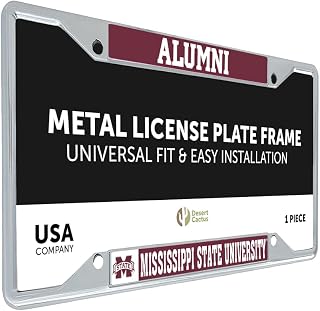 Mississippi State University Car Accessories Bulldogs Metal License Plate Frame and Tag Holder for Front or Rear of Car (Alumni)