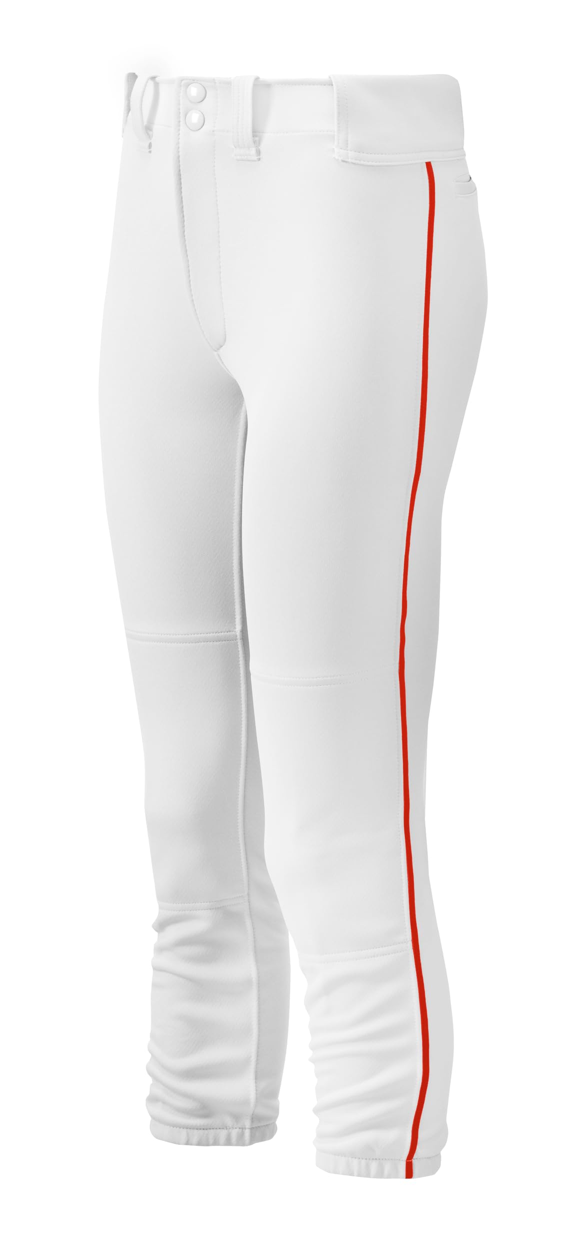 Mizuno Adult Women's Belted Piped Fastpitch Softball Pant, White-Red, Small