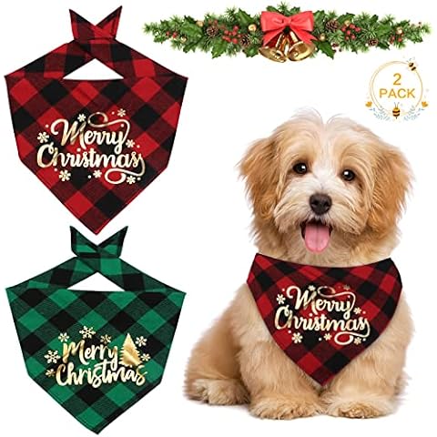 2 Stück Weihnachten Hund Bandana Haustier Halstuch Schal Kopftücher Cover