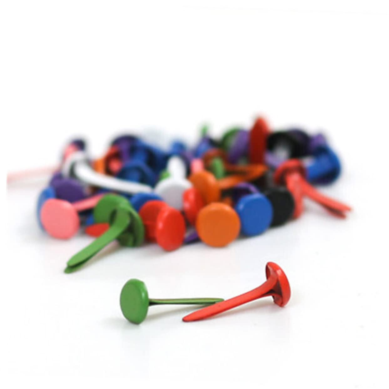 ERINGOGO 150 Pcs Mini Round Spikes Pastel Craft Brads Scrapbooking Supplies Easy to Use