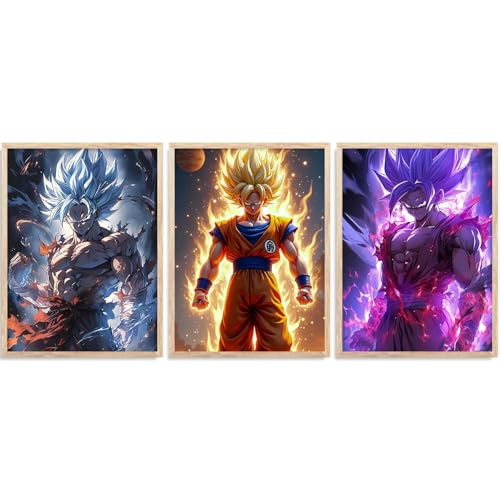 Image of walllane Japanese Anime Framed Posters for Living Room Bedroom Gaming Room Studio | Japanese Anime Characters Aesthetic Poster with Frame Wall Decor Set Of 3 (19 X 25 inch)