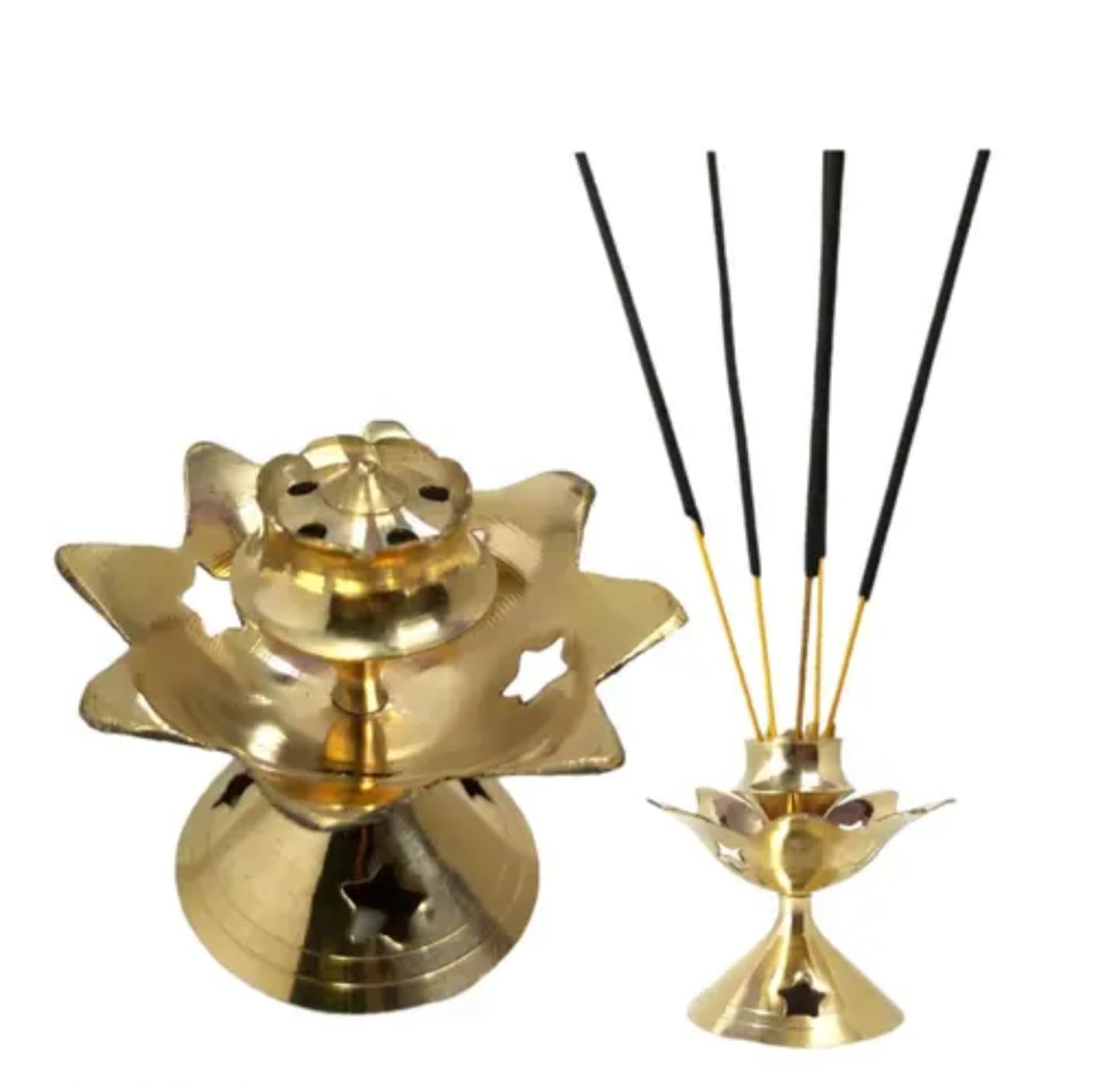 Brûleur d'encens laiton motif lotus pour purifier le temple de la maison