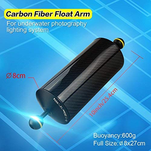 Sea Frogs 7/20 cm D60 mm Fibra de Carbono Brazo Flotador Subacuático para Montaje de luz de vídeo/estroboscópica