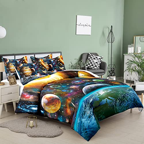 Tailor Shop Universe Galaxy Comforter Set For Girls Boys Kids Galaxy The Planet The Earth Astronaut Stars Outer Space Bedding Set Twin Size With 1 Comforter 1 Pillowcase #TOP1