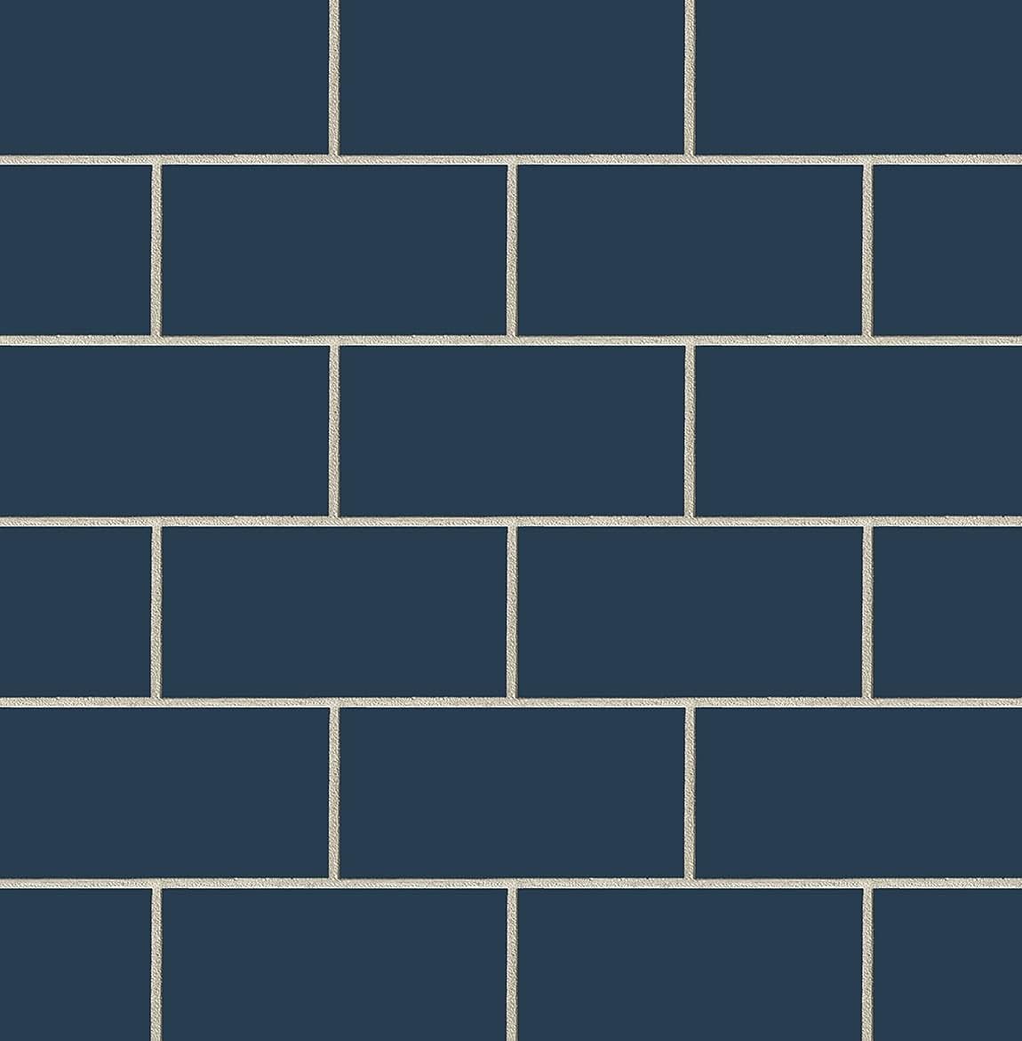 NextWall Retro Faux Subway Tile Peel and Stick Wallpaper (Navy Blue)