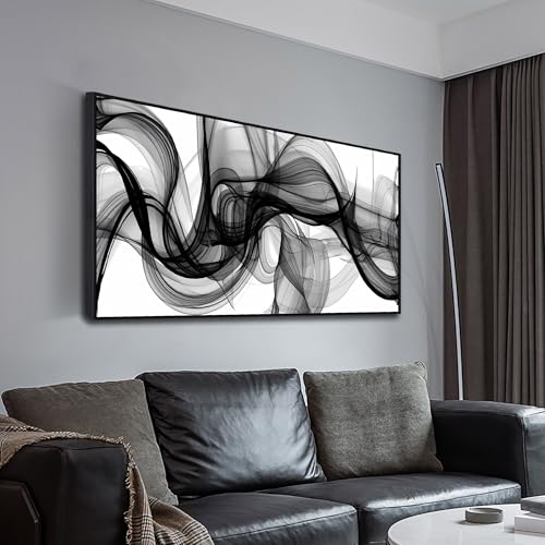 Abstract Wall Art for Bedroom, Black and White Canvas Wall